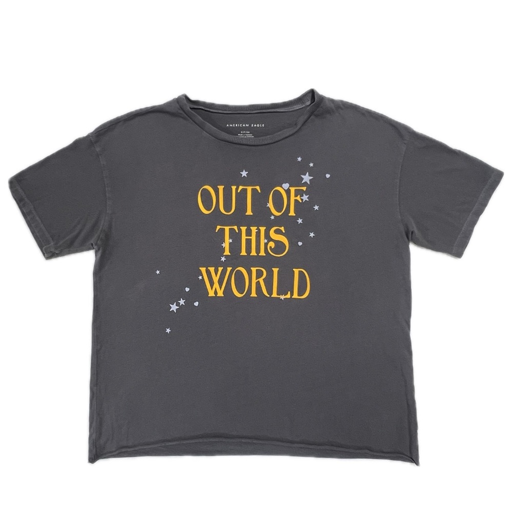 American Eagle OUT OF THIS WORLD Graphic Tee Dark Gray Small
